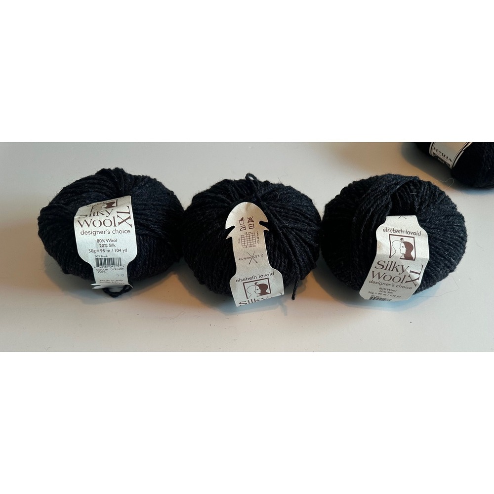 Elsebeth Lavold Silky Wool XL Yarn Black 80% Wool 20% Silk 3 Skeins Lot 50